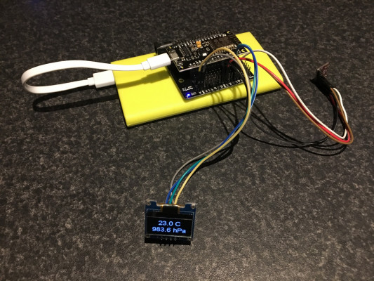 Aangesloten BME280 en Oled