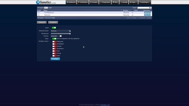 Slave Domoticz - Gebruikers