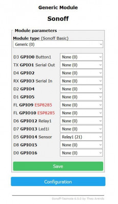 Sonoff - Configure Module - Relay op GPIO14