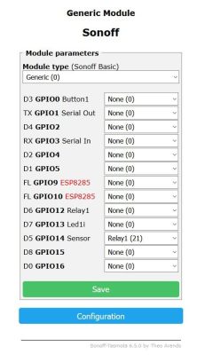 Sonoff - Configure Module - Relay op GPIO14