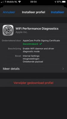 Details van gedownload profiel