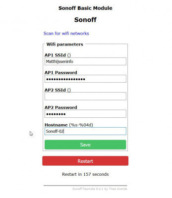 Sonoff Tasmota AP Mode
