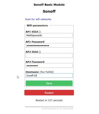Sonoff Tasmota AP Mode