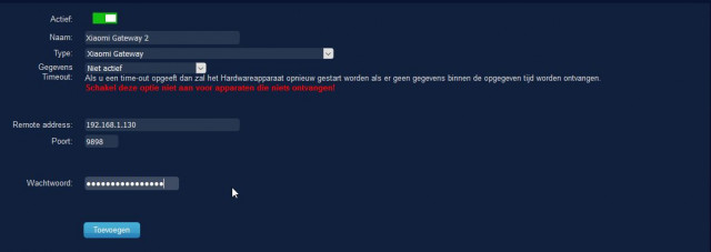 Xiaomi Gateway 2 toevoegen aan Domoticz