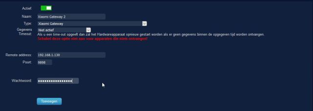 Xiaomi Gateway 2 toevoegen aan Domoticz