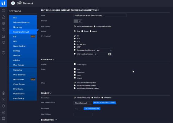 Unifi Controller - Disable Access to Internet for IP address