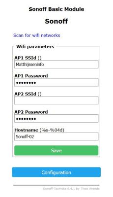 Sonoff Tasmota - Configure Wifi