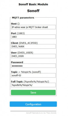 Sonoff Tasmota - Configure MQTT