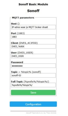 Sonoff Tasmota - Configure MQTT