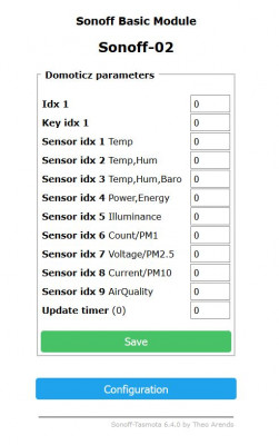 Sonoff Tasmota - Configure Domoticz
