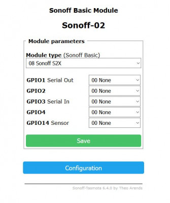 Sonoff Tasmota - Module Parameters