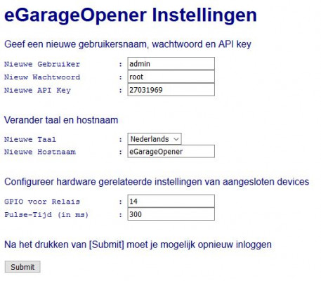 eGarageOpener - Login