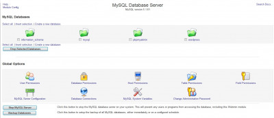 Webmin MySQL Configuration
