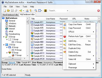 KeePass Word Safe - Hoofdscherm