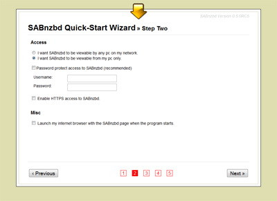 SABnzbd+ Wizard Stap 2
