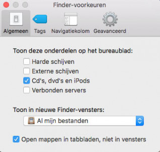 Finder - Voorkeuren