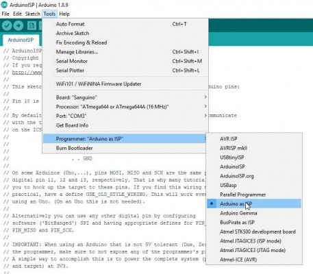 Selecteer Arduino-as-ISP