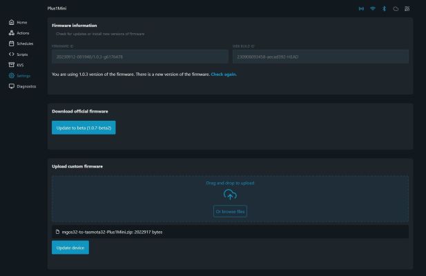 Shelly Plus 1 Mini - Upgrade Firmware