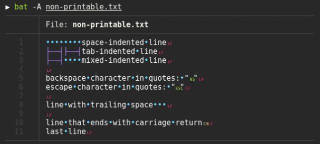 Voorbeeld 'bat' commando