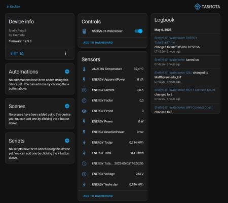 Settings Home-Assistant - Shelly Plug S