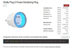 Shelly Plug S - Power Monitoring Configuration voor Tasmota