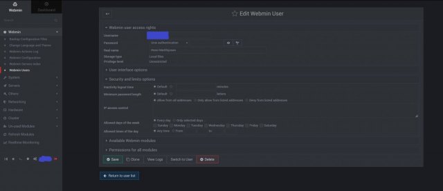 Webmin Webmin Users