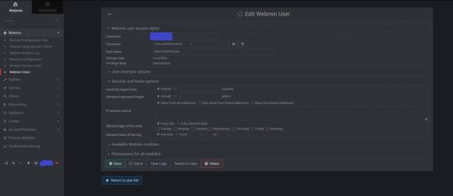 Webmin Webmin Users