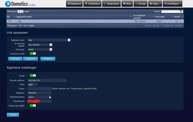 Domoticz - Stuur data naar Influx