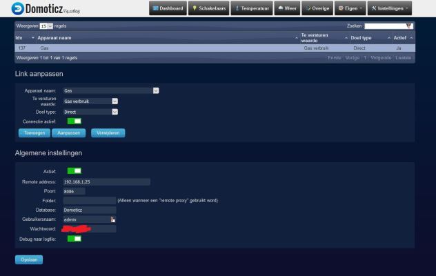Domoticz - Stuur data naar Influx