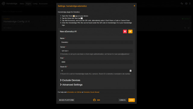 Configureren Domoticz Plugin voor Homebridge