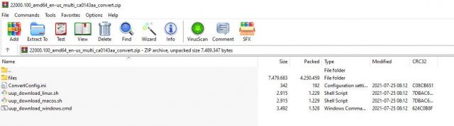 UUP dump - Inhoud ZIP file