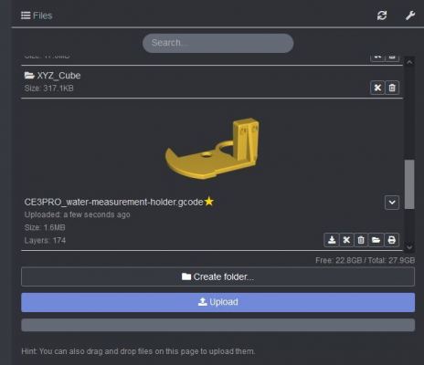 OctoPrint - Uploaded Files