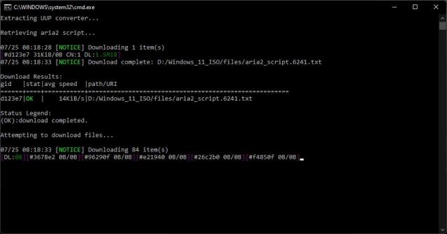 UUP dump - Uitvoeren Script
