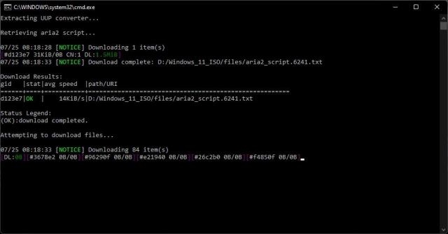 UUP dump - Uitvoeren Script