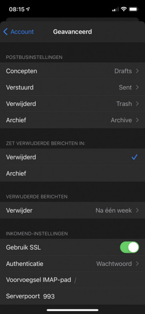 IOS Mail Settings