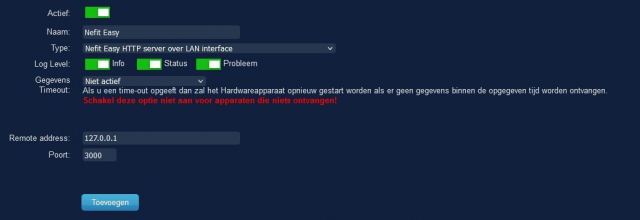 Nefit Easy Configuratie