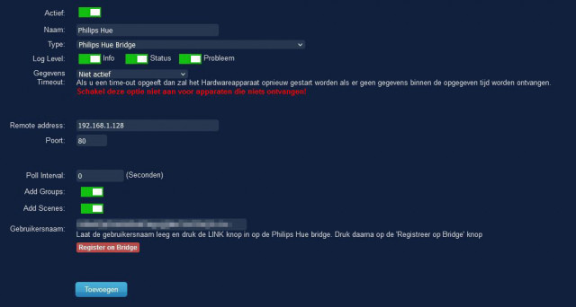 Philips HUE Configuratie