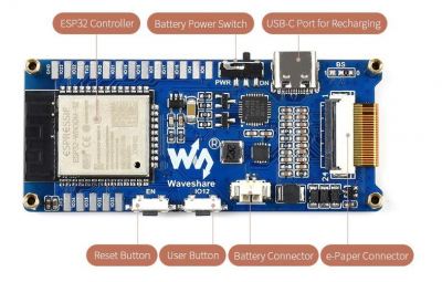 Waveshare 2.13Inch E-Papier Cloud Module Zwart-Wit 250 × 122 Pixels