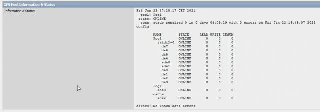 ZFS Pool Overzicht