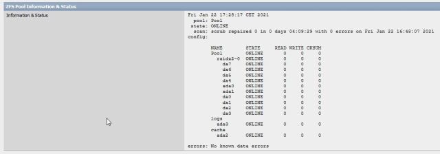 ZFS Pool Overzicht