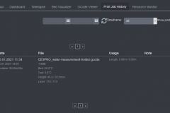 OctoPrint - Print Job History Plugin - Overzicht