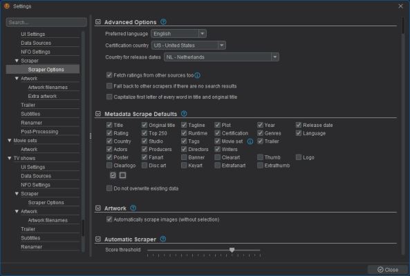 tinyMediaManager - Settings