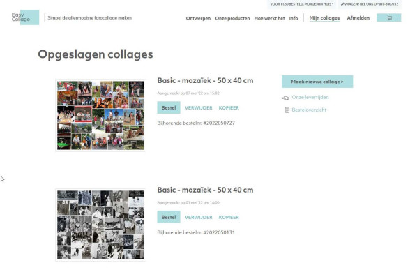 Easy Collage - Opgeslagen collages