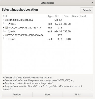 Timeshift - Wizard Stap 3