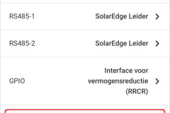 Site Communication sub-menu SolarEdge Omvormer