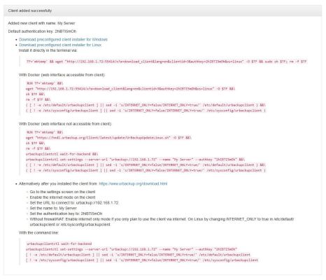 UrBackup - Add Client Install