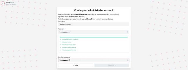 Homarr - Create administratator account