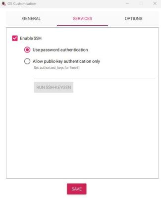 Raspberry-Pi-Imager - Enable SSH