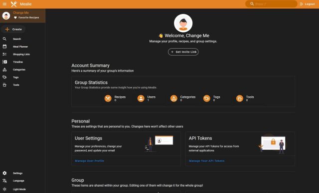 Mealie - Veranderen credentials