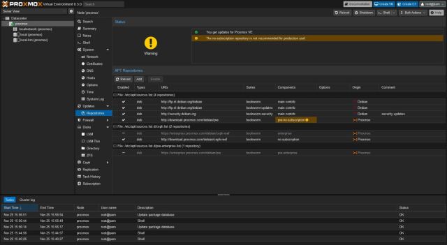 Proxmox VE - Repositories